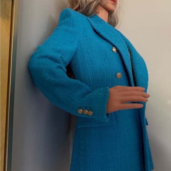 New Zara Elegant Blue Double-Breasted Women's Blazer with Gold Buttons! - Picture 7 of 8